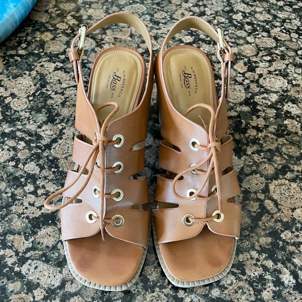 G.H. Bass Leather Heeled Sandal size 9.5